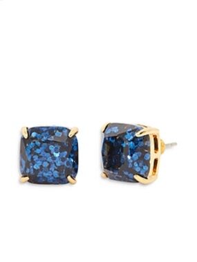 Kate Spade New York Mini Small Square Glitter Stud Earrings - Navy Blue